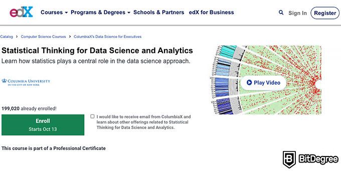 Kursus online Universitas Columbia: Pemikiran Statistik untuk Ilmu Data dan Analisis.