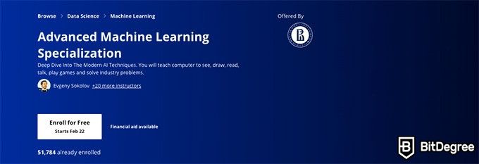 Coursera machine learning: Advanced Machine Learning Specialization.