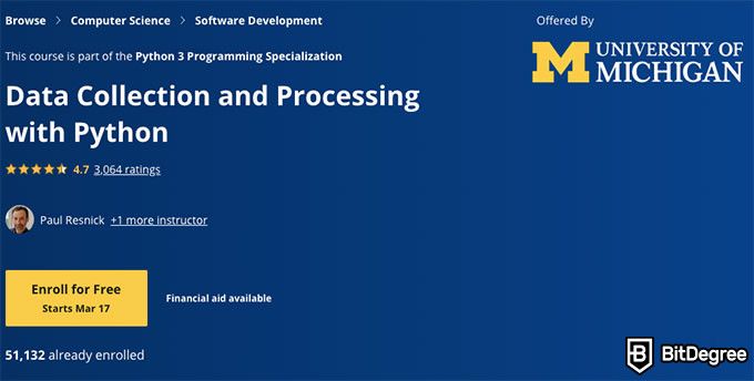 Mit Python Course: coursera data collection and processing with python