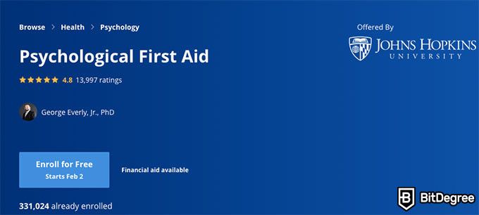 Psychology courses: coursera psychological first aid