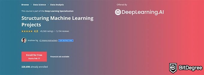 Deep Learning Specialization Coursera: Kursus Structuring Machine Learning Projects.