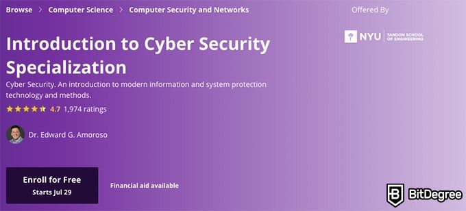 Cybersecurity Courses: Introduction to Cyber Security Specialization