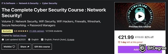 Melhores Cursos de Segurança Cibernética Online: Segurança de network.