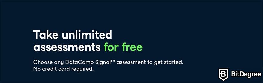 DataCamp Data Engineer: Free assessments with DataCamp Signal.