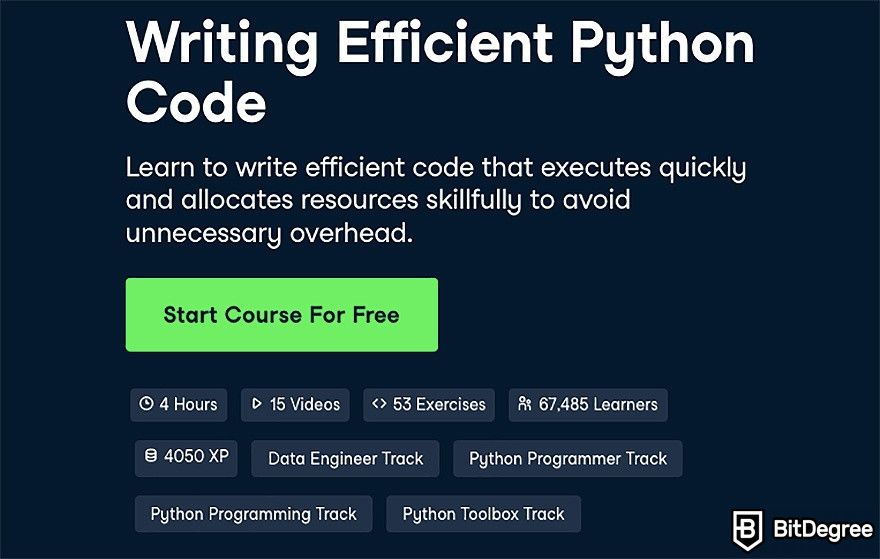 DataCamp Python: Writing Efficient Python Code course.