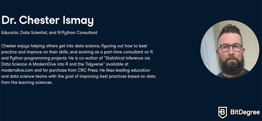 DataCamp SQL: Instructor Dr. Chester Ismay.