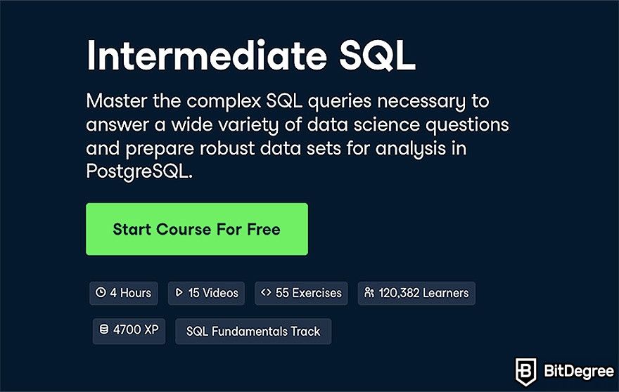 DataCamp: Intermediate SQL course.