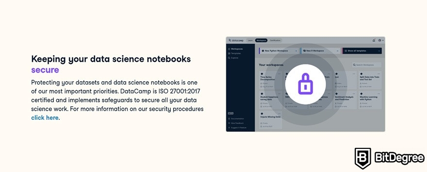 DataCamp Workspace review: security.