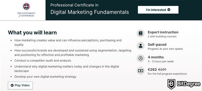 Digital marketing courses: edx professional certificate in digital marketing.