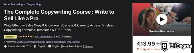 Marketing Digital Udemy: Curso de copywriting.