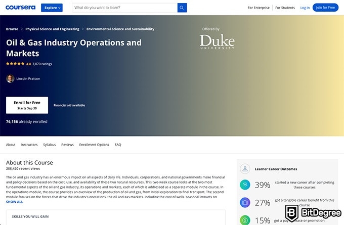 Kursus online duke university: Minyak dan gas.