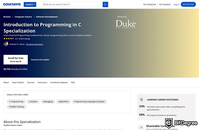 Kursus online duke university: Pemrograman c.