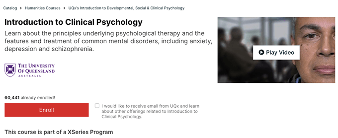 Psychology courses: edx introduction to clinical psychology