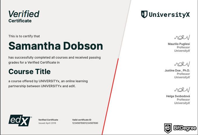 MIT statistics course: edx course certificate example