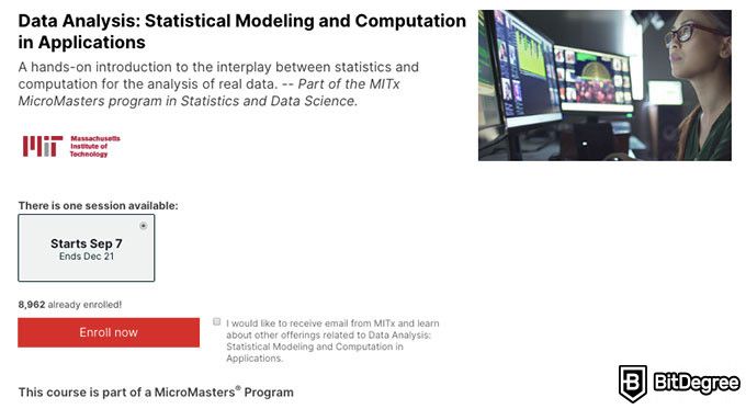 Certificado en ciencia de datos MIT:  Curso de modelo estadístico e informática en aplicaciones.