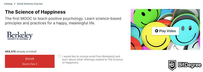 Psychology courses: edx science of happiness