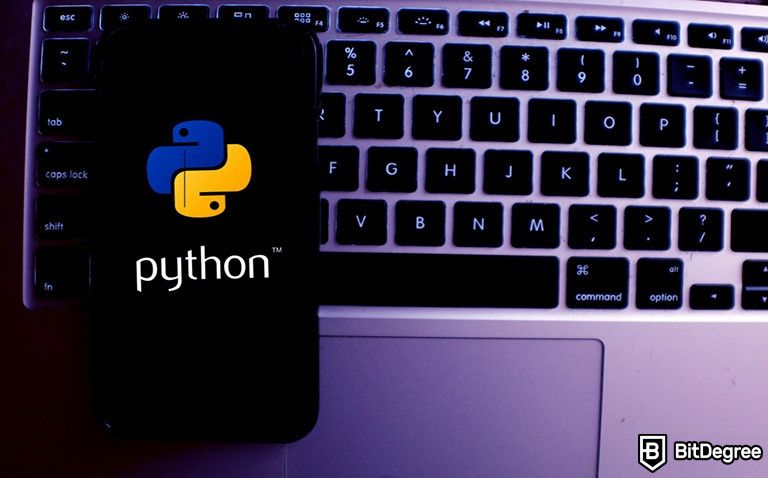 Introduction to programming using Python: Python logo on a phone screen.