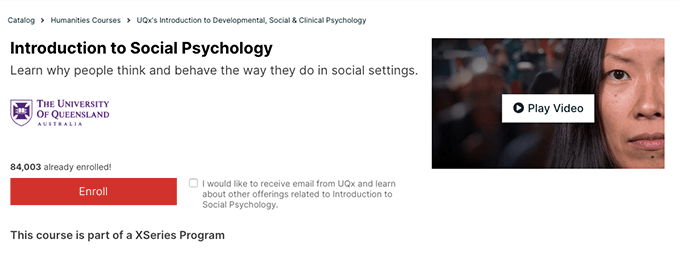Psychology courses: edx introduction to social psychology