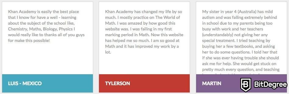 Análise do Khan Academy: comentários de usuários.