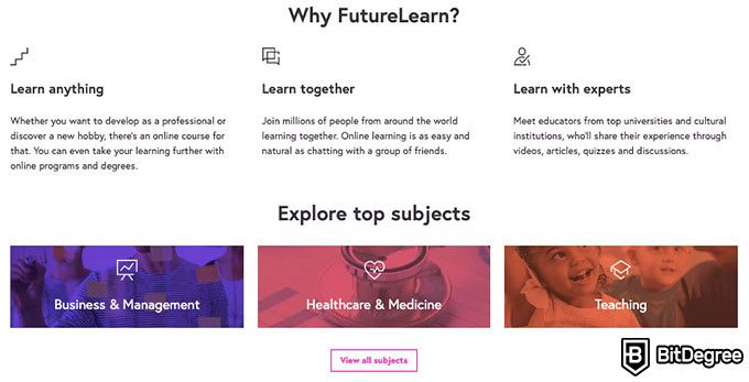 Análise do FutureLearn: recursos.