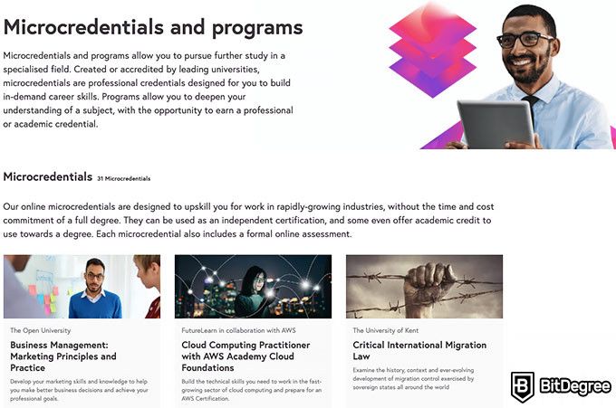FutureLearn İncelemesi: FutureLearn Microcredential'lar ve programlar