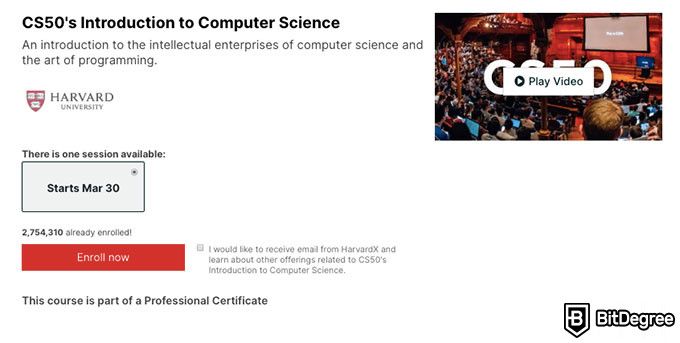 Harvard CS Course: Introduction to computer science.