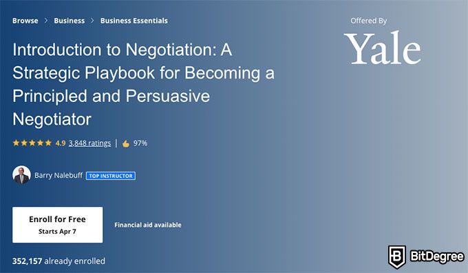 Harvard negotiation course: alternative coursera course introduction to negotiation.
