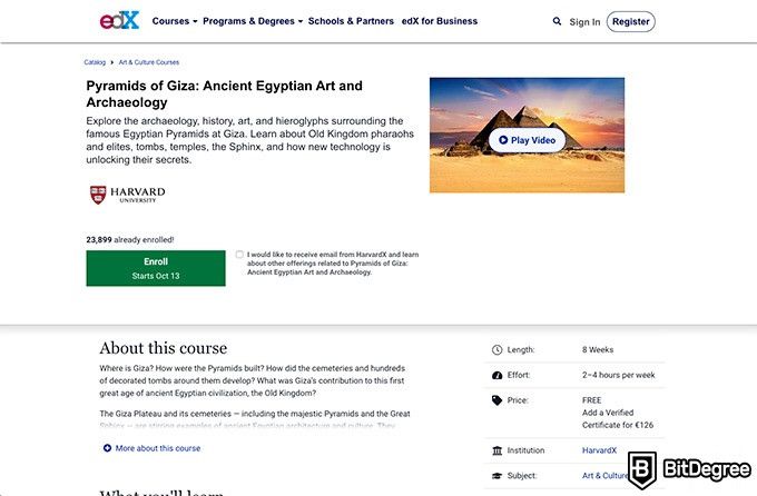 Cursos Harvard Online: Pirámides de Giza: Arte y Arqueología del Antiguo Egipto.