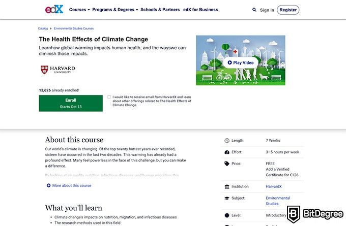 哈佛在线课程：气候变化对健康的影响。