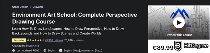 How to draw: Environment Art School: Complete Perspective Drawing Course on Udemy.