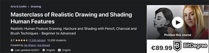 How to draw: Masterclass of Realistic Drawing and Shading Human Features course on Udemy.