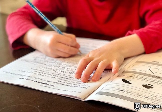 Cách học tại nhà: Một đứa trẻ đang làm bài tập.