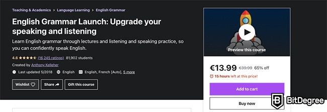 How to Learn English: English Grammar Launch on Udemy.