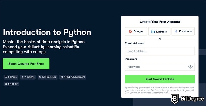 Hybrid Learning: Introduction to Python course on DataCamp