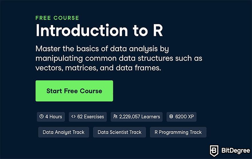 Hybrid learning: Introduction to R course on DataCamp.
