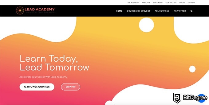 Обзор Lead Academy: главная страница.