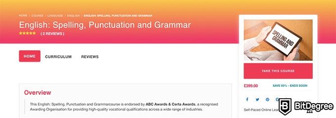 Lead Academy review: English: Spelling, Punctuation and Grammar course.