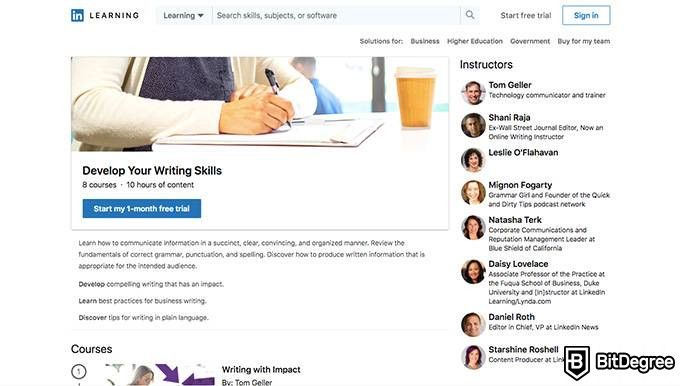 Linkedin learning отзывы: страница курса.