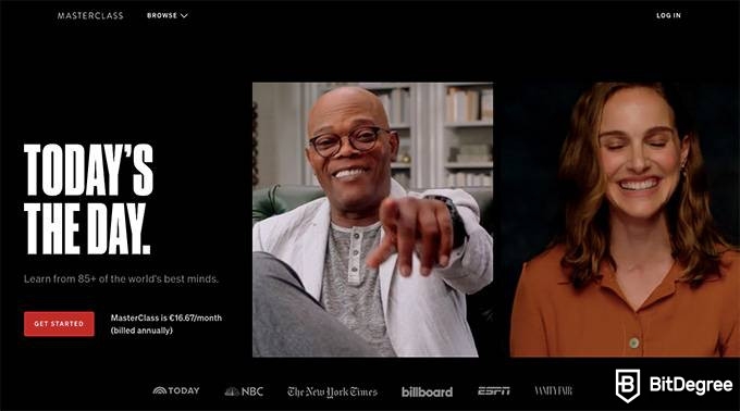MasterClass review: MasterClass homepage.
