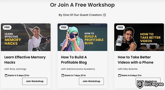 Nas Academy review: free workshops.