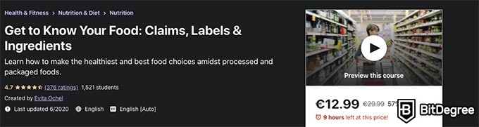 Nutrition courses online: get to know your food: claims, labels and ingredients.