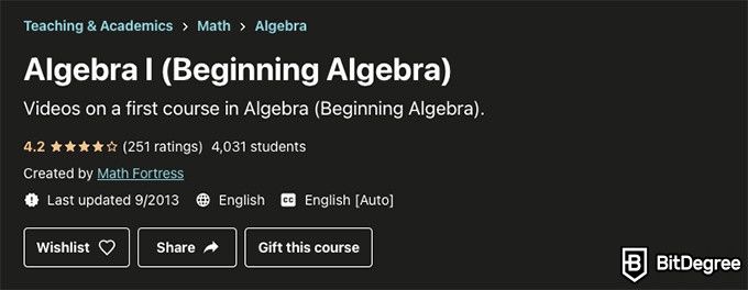 Online Algebra Course - Algebra I Udemy