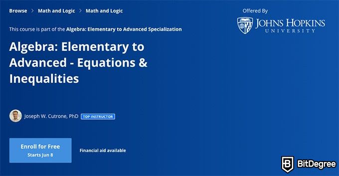 Melhores Cursos de Álgebra Online: Álgebra - Elementar até avançada.