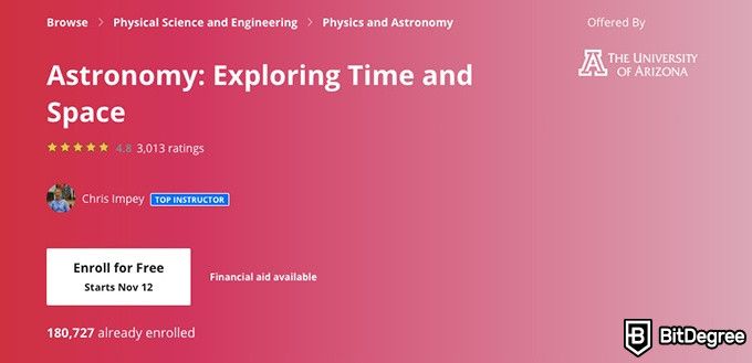 Online astronomy degree: Exploring Time and Space course