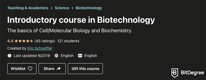 Online Biochemistry Course: Introductory Course In Biotechnology