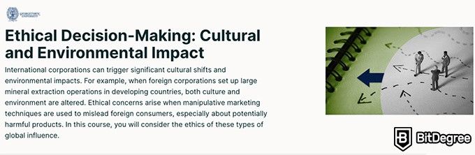 Các khóa học trực tuyến về đạo đức: Khóa học về Ra quyết định có đạo đức: Tác động đến Văn hóa và Môi trường trên edX.