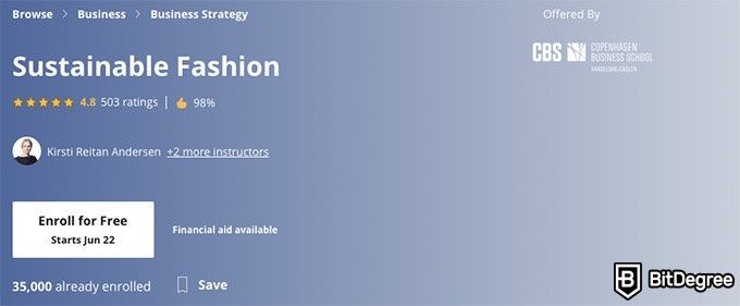 Melhores Cursos de Design de Moda Online: Moda sustentável.