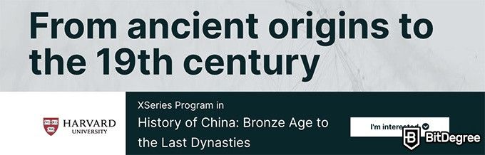 Online history courses: History of China program