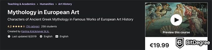 Online history courses: Mythology in European Art course