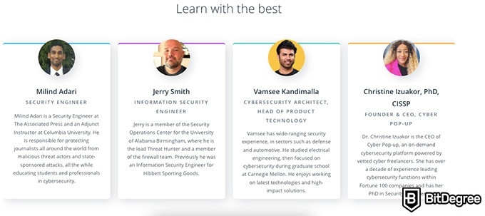 Online information technology degree: Enterprise Security Nanodegree instructors.